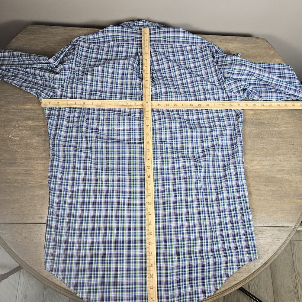 Ralph Lauren Green Blue Plaid Classic Button Down Shirt Mens M 15.5 LS Red Pony - Picture 5 of 5